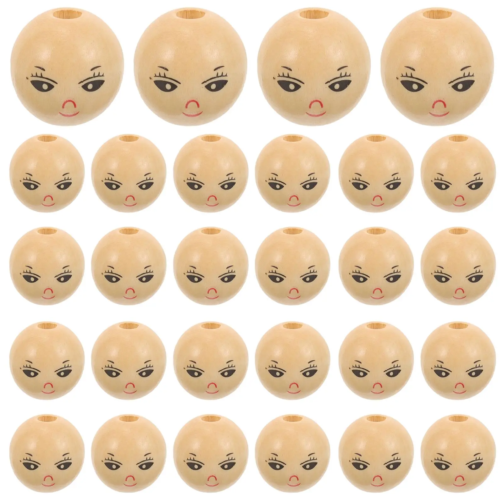 50 шт. 18 мм круглые деревянные бусины с улыбкой на лице свободные