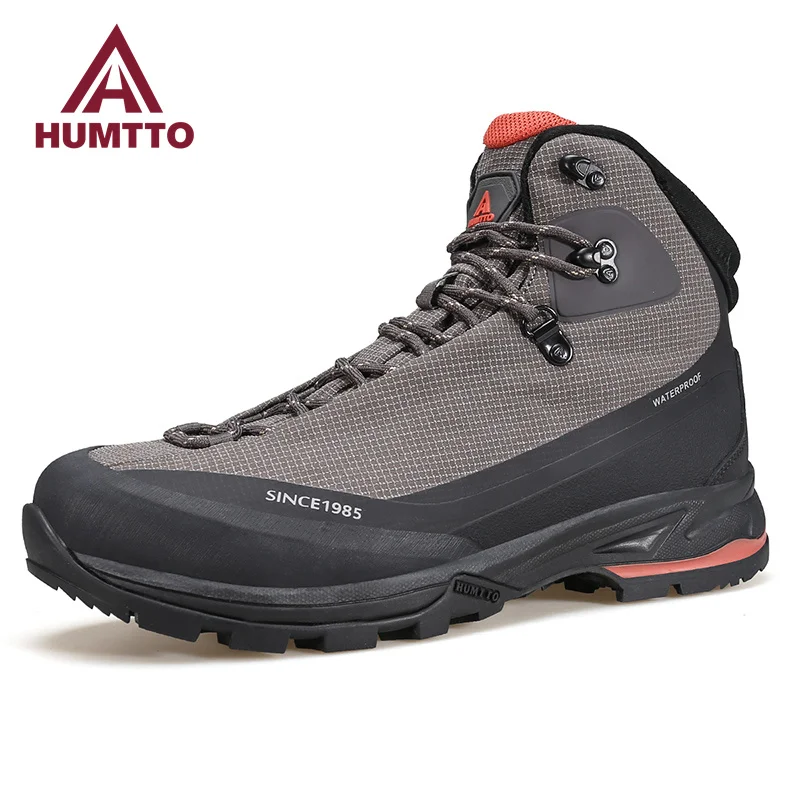 HUMTTO Ankle Boots Waterproof Black Rubber Boots for Men Luxury Designer Platform Hiking Shoes Mens Winter Work Safety Sneakers
