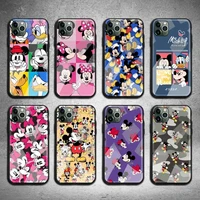 disney mickey minnie mouse phone case tempered glass for iphone 13 12 11 pro mini xr xs max 8 x 7 6s 6 plus se 2020 cover