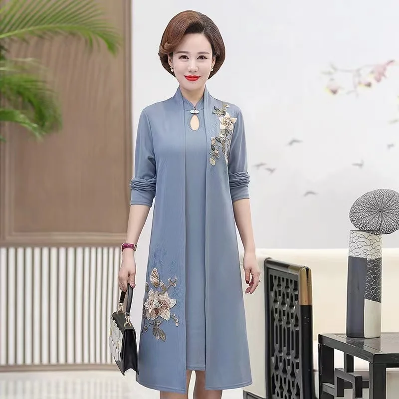 

XA2 Pure Cotton Silk Dress for Women 2023 New Middle aged Mom Summer Dress Large Size Foreign Style Middle aged and Elde