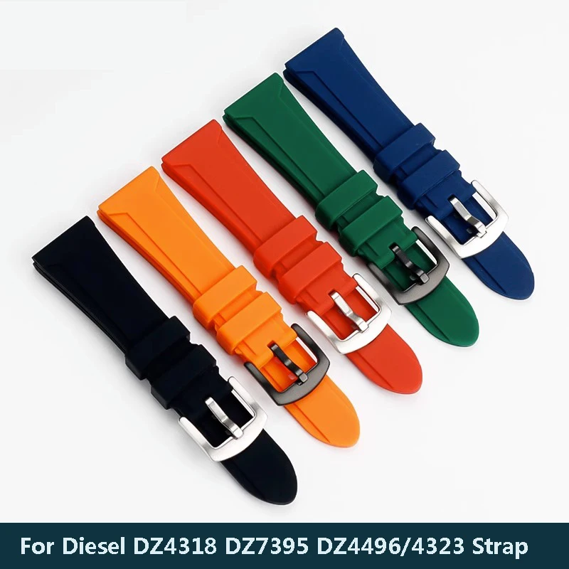 

High Quality Silicone Watch Strap For Diesel DZ4318 7395 4496 4323 Waterproof Rubber Watchband for Men Bracelet 24mm 26mm