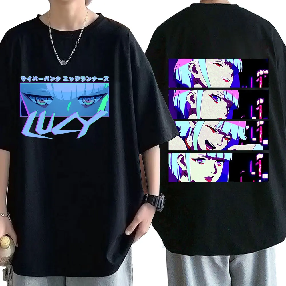 

Japan Anime Lucy Cyberpunk Edgerunners T-shirts Harajuku Punk Cartoon Print Tees Men Women Short Sleeves T Shirt Oversized Cozy