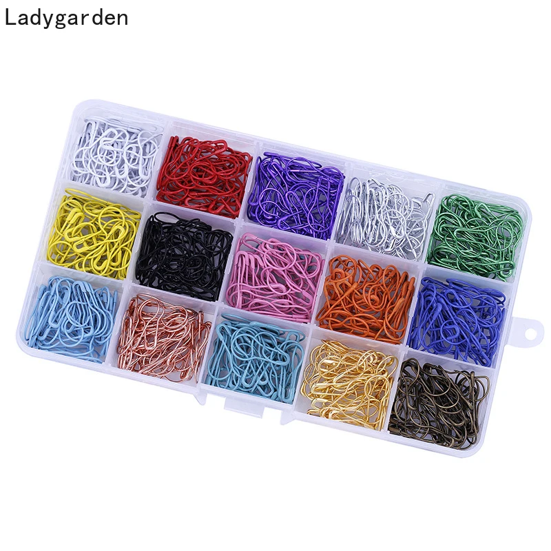 

450PCS 10x22mm Mixed Color Safety Pins Gourd Shape Safety Pin Markers Pins Craft Sewing Knitting Stitch Holder Accessories