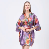 womens silk robes mother of the bride gown print wedding robe kimono lace up bathrobe dress nightgown homewear women nightgown