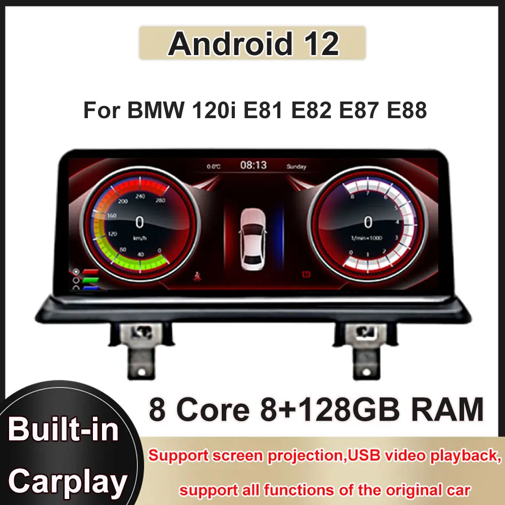 

10.25 Inch Android 12 Touch Screen For BMW 120i E81 E82 E87 E88 Auto Carplay Monitors Multimedia Player Stereo Speacker Radio