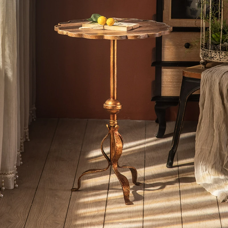 

Мебель для гостиной Американский Ретро диван журнальные столики для пожилых художественное чувство твердой древесины и железа старинный Круглый Чайный Столик
