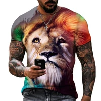 summer mens lion 3d print t shirt short sleeve casual personality street style round neck plus size 6xl