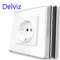 delviz eu standard 16a socket household security ac interface 110 250vtempered crystal glass panel wall embedded power outlet