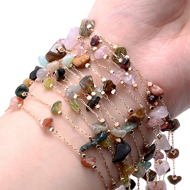 Бисер из натурального камня 1 метр металлическая цепочка гравия неправильной