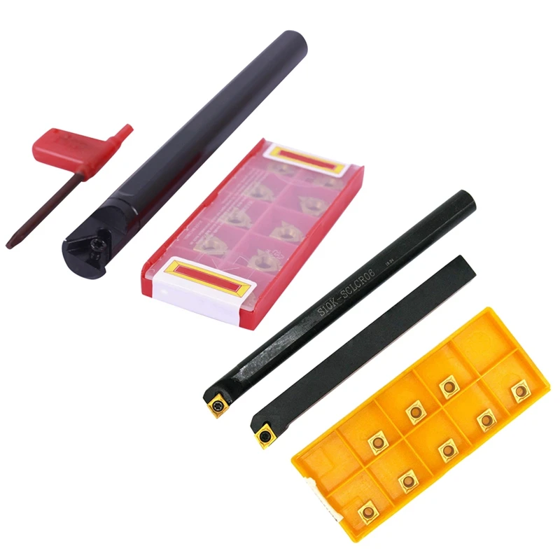 

1 Pcs Threading Lathe Turning Tool Holder With Inserts & 1 Set Lathe Tool Holder Boring Bars With 10 Carbide Inserts
