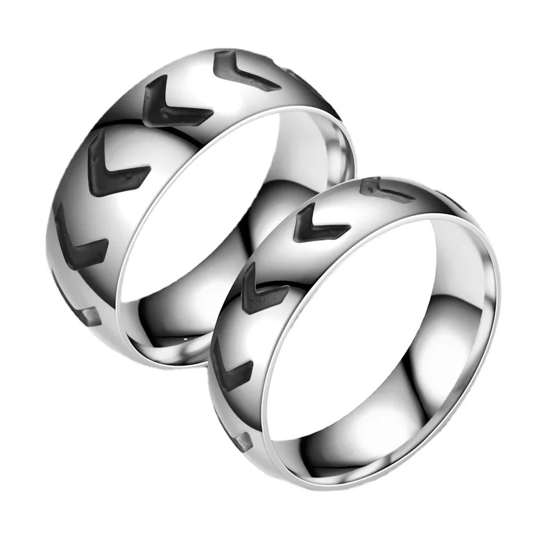 

Titanium Steel Jewelry Carving Painting Oil Retro Creative Arrow Couple Stainless Steel Ring