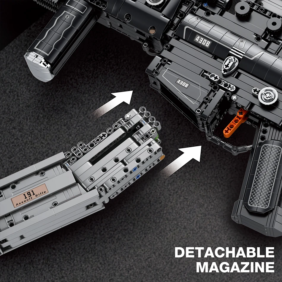 Фото MOC Военный SIG MCX Штурмовая винтовка Модель Строительные блоки WW2 Армейское стреляющее оружие Пули Кирпичи Игрушки для взрослых Дети Подарки №4