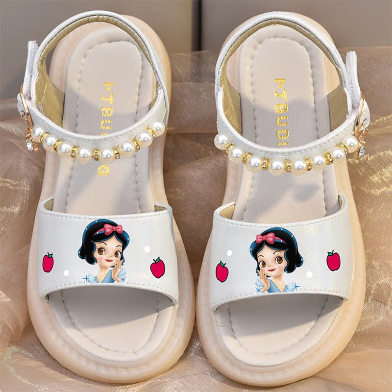 

New girls snow White Princess sandals Disney princess kids soft shoes Europe size 21-30