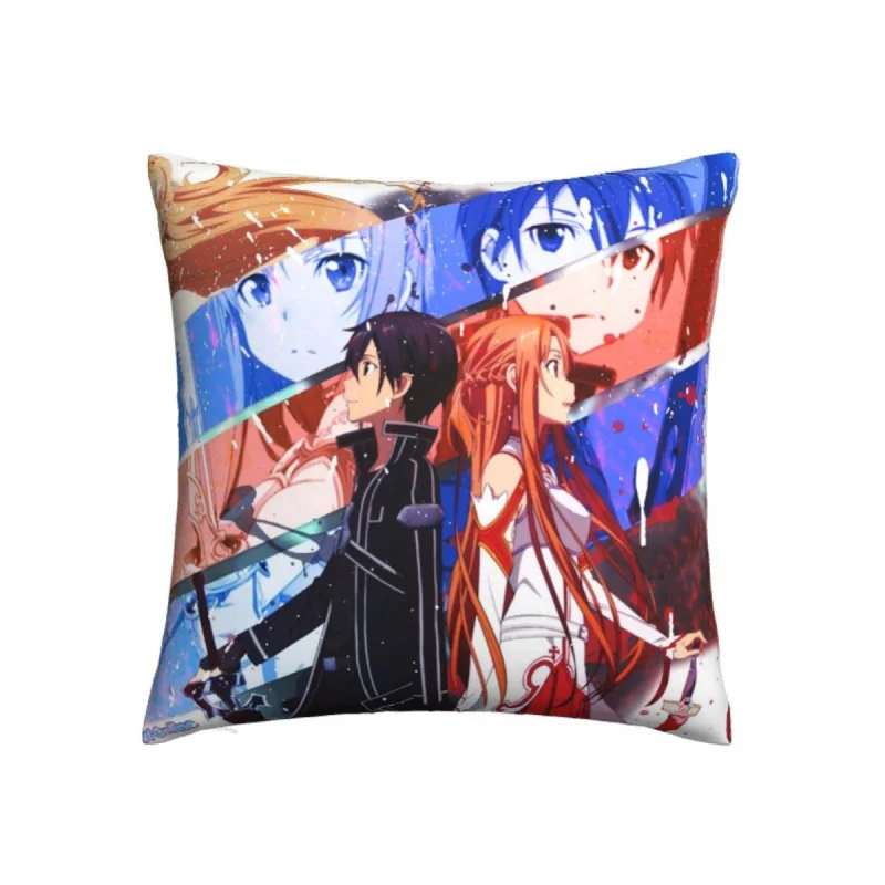 

Sword Art Online Kirito Asuna Pillowcase Soft Polyester Cushion Cover anime japan otaku Pillow Case Cover Seater Zippered 18"