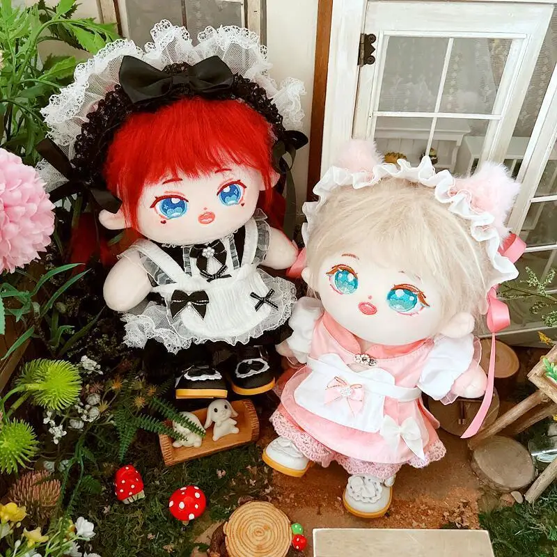 

20CM Star Doll Clothes Lovely Maid Servant Halloween Dress Up Cute Plush Dolls Accessories Kpop EXO idol Dolls Gift DIY Toys