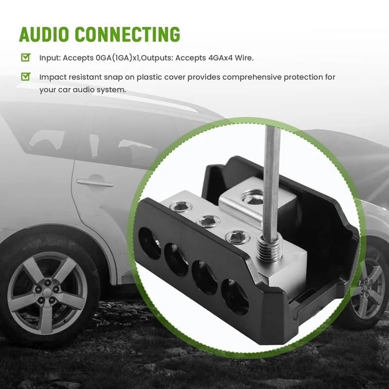4-ходовой распределительный блок питания Калибр 0/2/4 AWG In 4/8/10 Out автомобильный