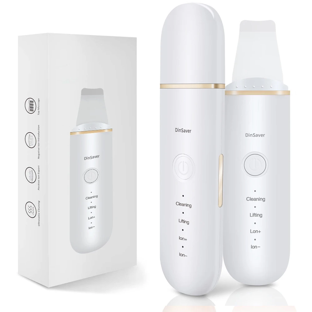 Dinsaver Ultrasonic Skin Scrubber Electric face cleansing brushes Blackhead Remover Facial Scrubber Skin Care Cleaner Tools