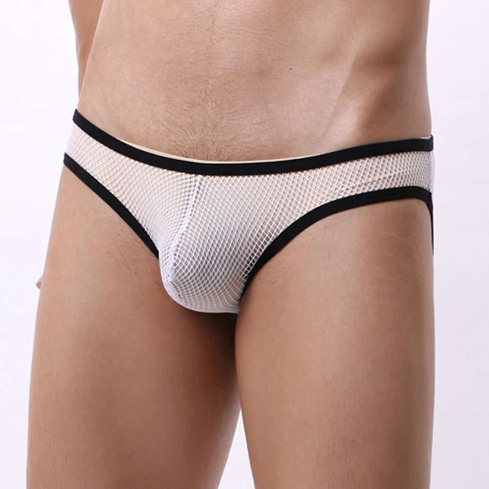 Трусы-боксеры мужские прозрачные сетчатые шорты с U-выпуклым мешочком нижнее