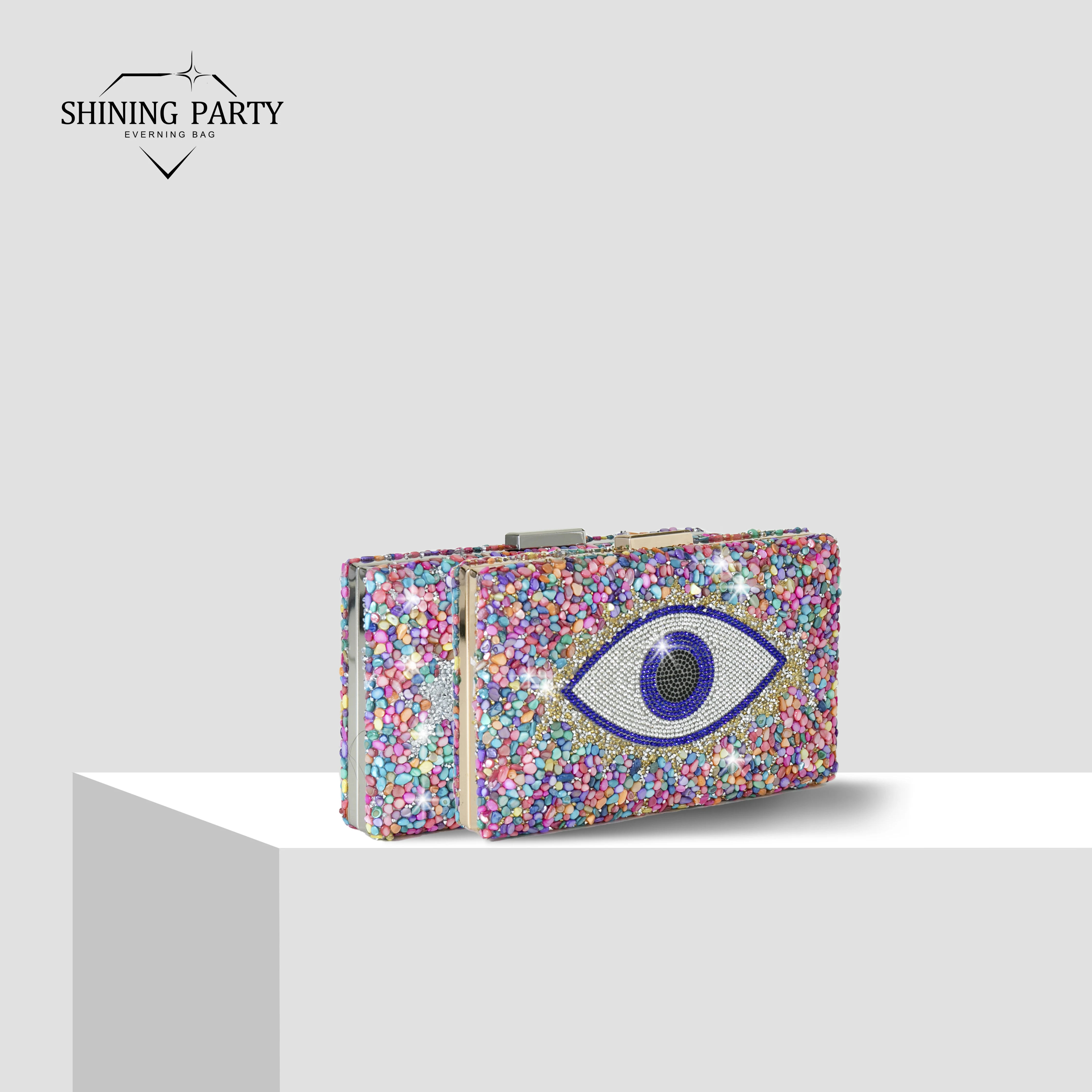 Акриловые вечерние сумки нового дизайна многоцветная Сумочка с блестками клатч