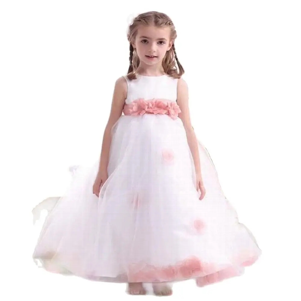

Beautiful Tulle Flower Girl Dresses For Wedding A-Line Pageant Desses For Children Big Bow First Communion Dress Birthday Gown F