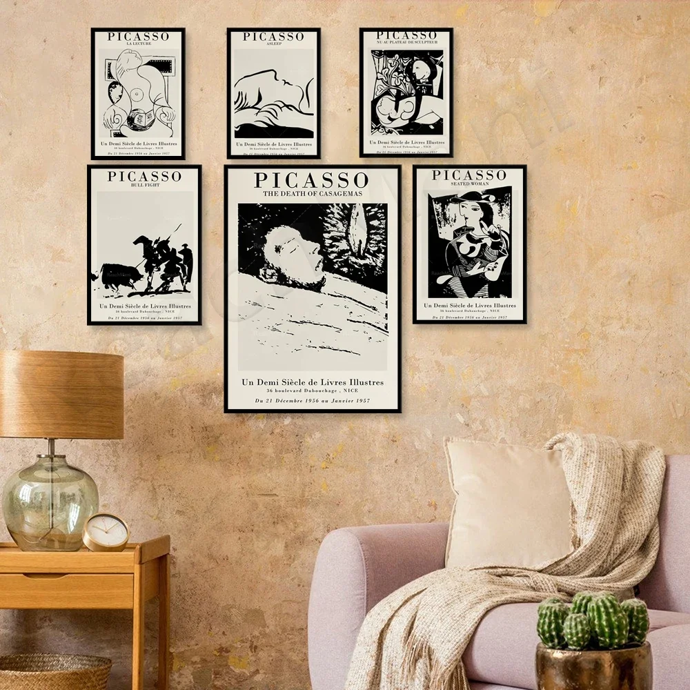 Nero bianco Винтаж Пикассо Arte astratta arte murale pittura su tela плакат и лампа nordici) murali согласно