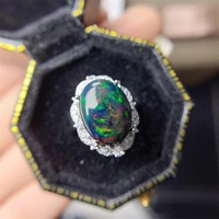 yulem 4 8ct black opal ring large grain rose gold luxury classic fashion trend s925 pure silver full fire color for women