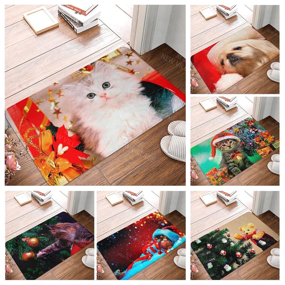 

Домашний Коврик для прихожей Рождественский домашний Придверный коврик, коврик для ванной, коврик для ног, нескользящий коврик для ванной, кухонный коврик для поглощения воды