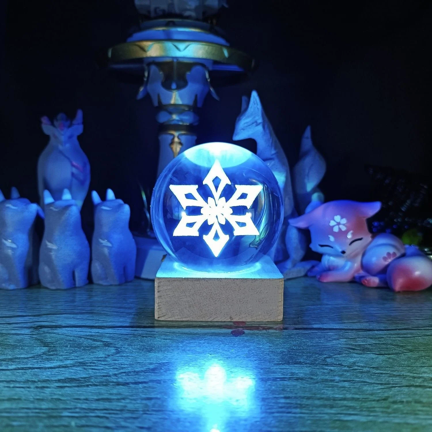 

Ударный элемент Genshin «видение Бога глаз», 3D кристалл со светодиодной подсветкой, ночью, Xiao Klee Hutao Inazuma mondstart Liyue, игрушка-элемент