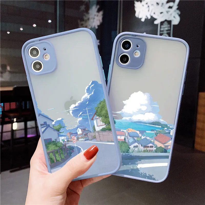 

Japanese Anime Aesthetic Tokyo Street Railway Phone Case For iPhone 14 13 12 11 Pro Max XS X XR SE2 7 8 Plus Shockproof Covers