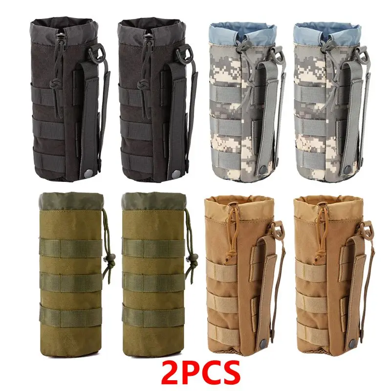 

1000D Nylon 2xTactical Molle Water Bottle Pouch Holster Military Canteen Cover Outdoor Hiking Hunting Kettle Bag Sport Waist Bag