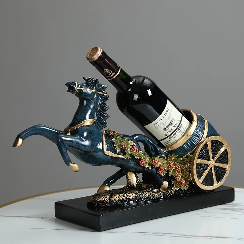 

Lucky Horse-drawn Carriage Wine Holder Home Creative Wine Bottle Rack Holder Bar Storage Cabinet American Crafts Display Shelf
