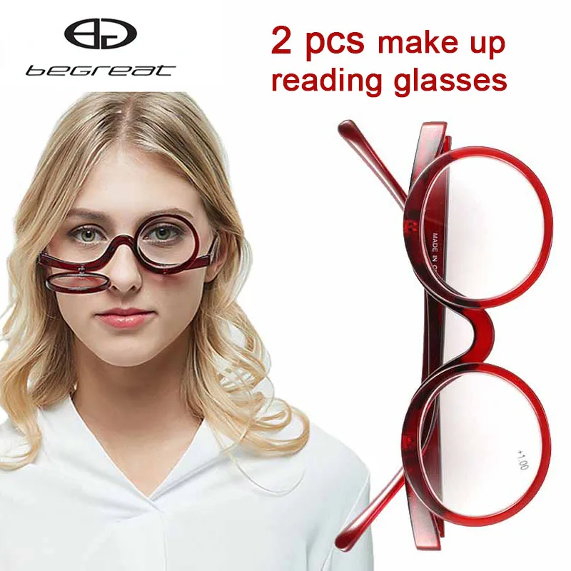 

Begreat Round Makeup Reading Glasses Wome Magnifying Folding Eye Make Up Cosmetic Readers +1.0 1.5 +2.0 +2.5 +3.0 +3.5 +4.0