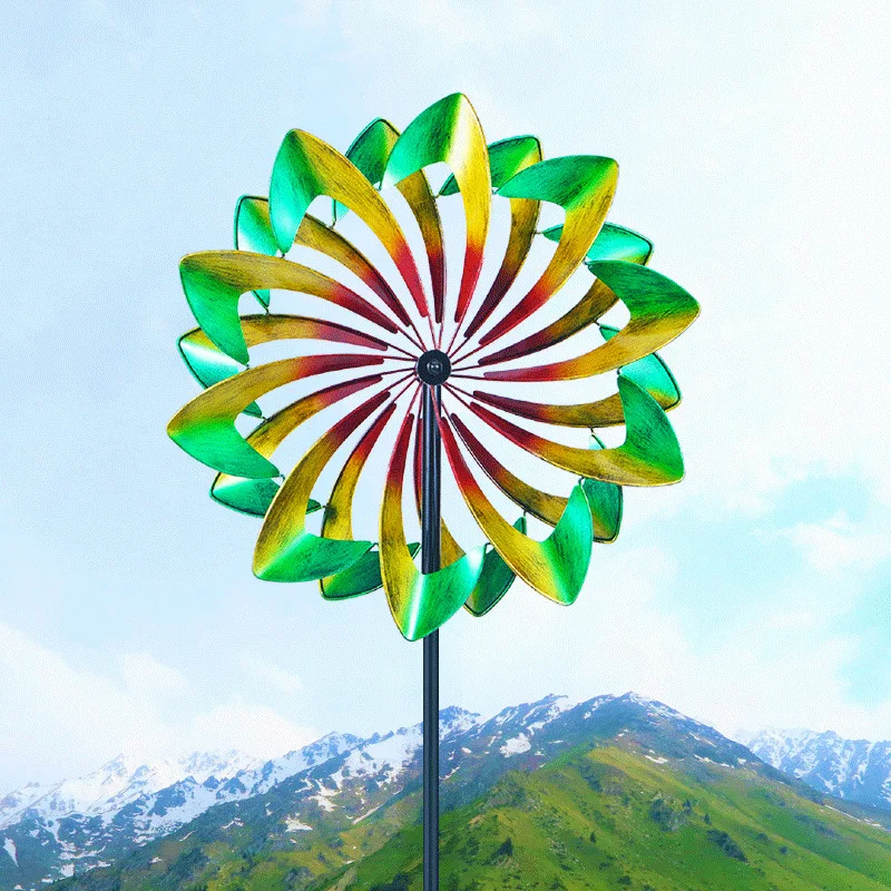 

European-style Colorful Windmill Courtyard Decoration Outdoor Rotary Floor Crafts Ornaments Outside Decoration Yard Garden