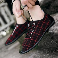 mens spring breathable canvas shoes lace up peas shoes versatile casual sports driving shoes