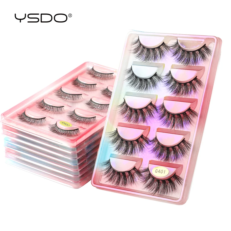 

YSDO 2/5/10/50/100 Boxes Natural Mink Eyelashes Wholesale 5 Pairs 3D Mink Lashes Makeup False Eyelashes In Bulk Volume Faux Cils