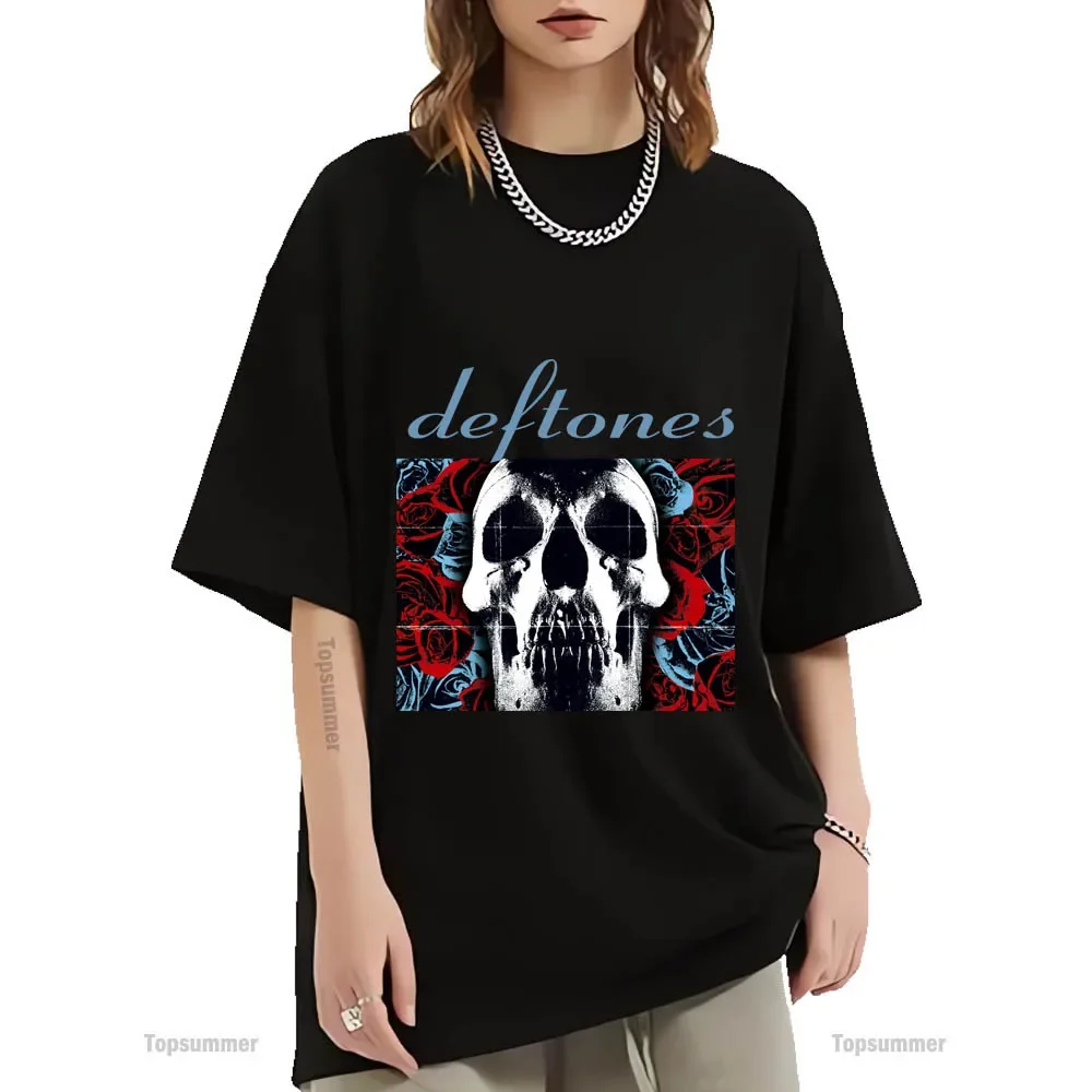 Футболка Deftones с розовым черепом женский подарок для мужчин забавные футболки