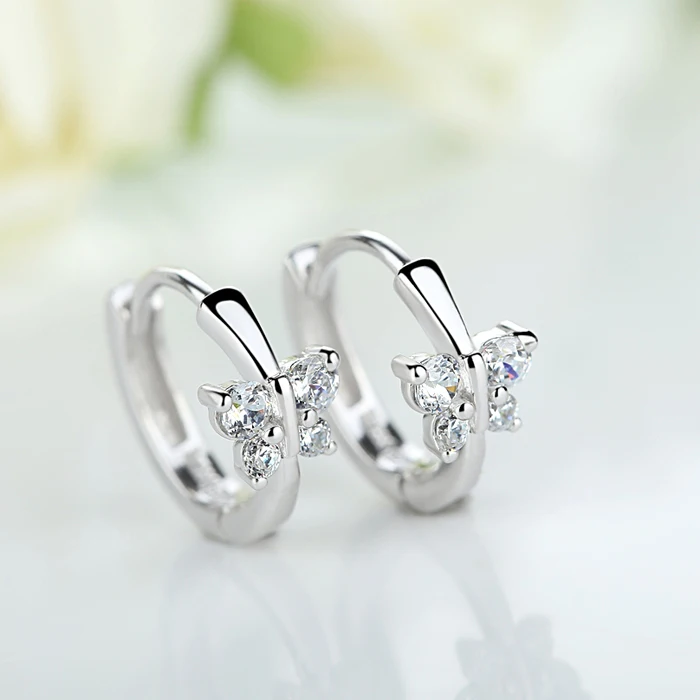 

2019 New Fashion Silver Color Classic Butterfly Austrian Crystal Stone Earring Bridal Wedding Ceremony Propose Jewellery