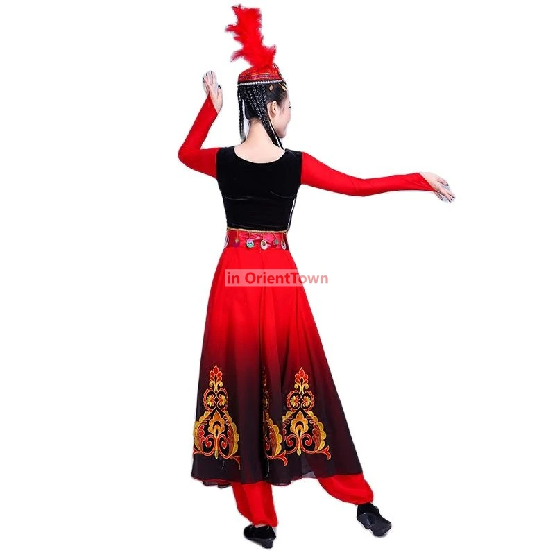 Китайский народный танцевальный костюм винтажное этническое платье красная