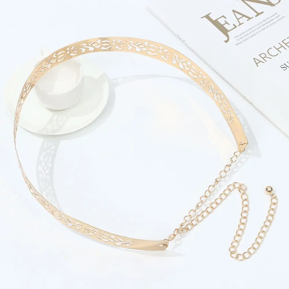 

Luxury Gift Women Waist Ornament Adjustable Gold Silver Color Mirror Waistband Sequined Metal Wide Belt Wide Waist Belt