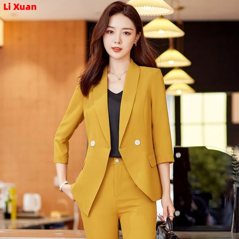 Superior Quality Spring Summer Formal Ladies Fashion Blazer Women Business with Sets Work Wear Office Casual Pants Jacket Suits