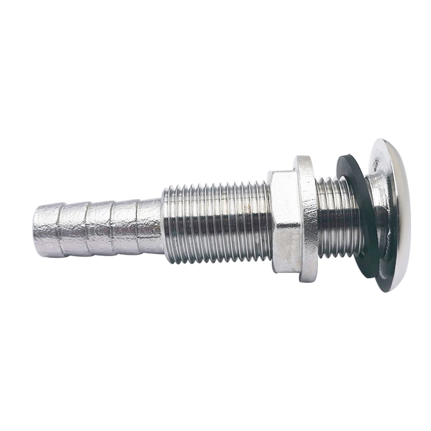 

1/2 inch Barbed Extra Long Straight Thru-Hull Marine Stainless Steel 316 Boat Thru Drain Connector Fittings for 1/2" Hose