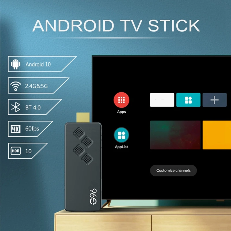 Для G96 TV Stick Dongle 2 ГБ + 8 Android 10 Smart Box 4G и 5G WIFI Bluetooth-приставка Медиаплеер Прочный