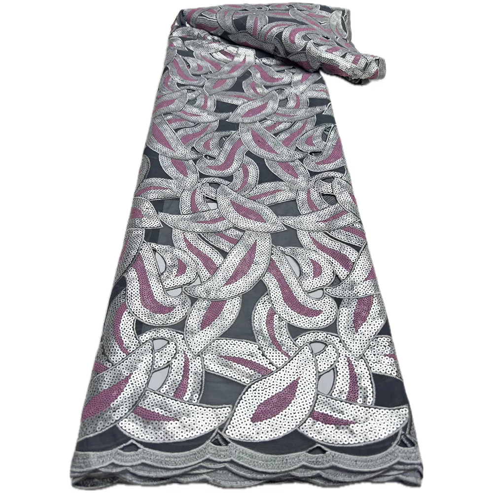 PGC Африканская Вышитая Кружевная Ткань Мягкая Французская Сетка С Блестками