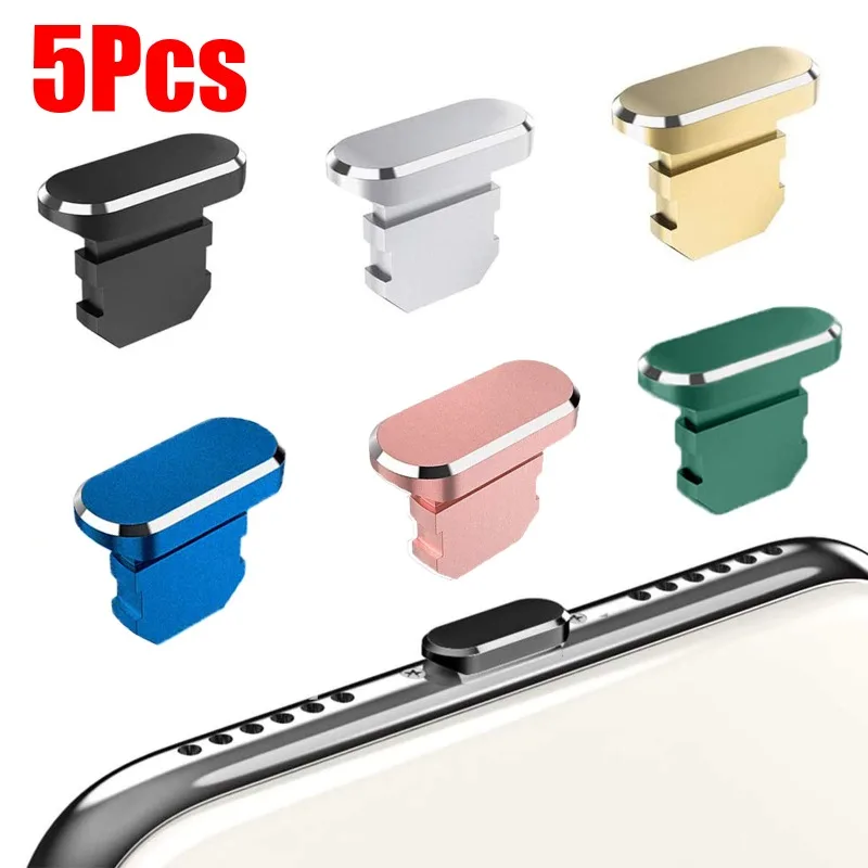 

5Pcs Metal Anti Dust Plug IOS Charging Portable Dustproof Cover for IPhone 14 13 12 Pro Max Alloy Dustplugs Port Cap Stopper
