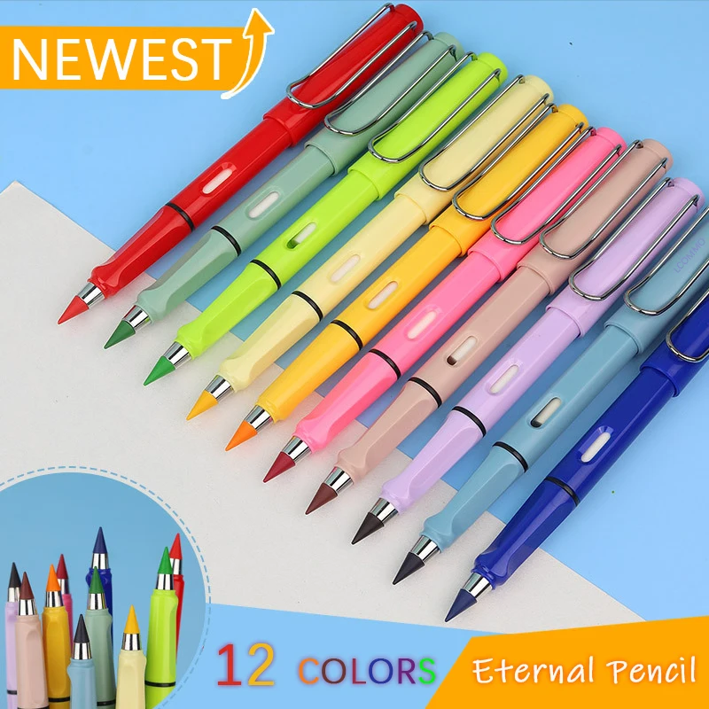 12 Colors Lead No Ink Pen Magic Pencils Painting Supplies Kawaii Stationery Gifts