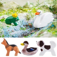 kids wooden handcarft animal model toy peacock frog dog duck fox mouse statue ornaments early educational toys for children