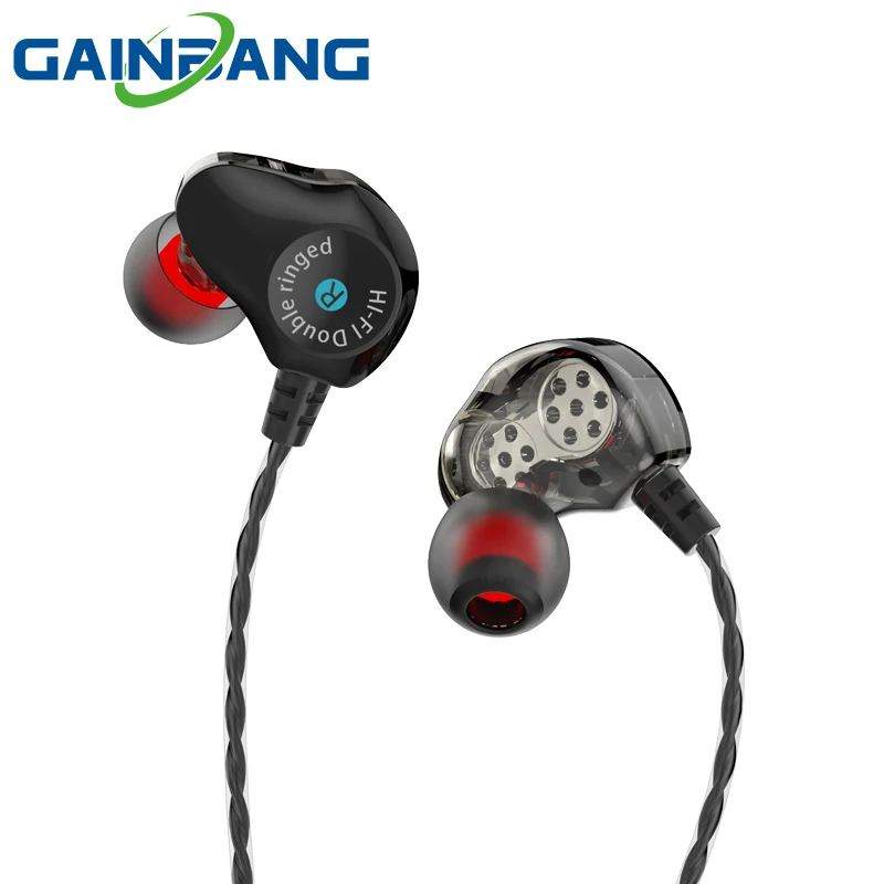 

GAINBANG M6 Wired Headsets In-Ear Music Sports Phone Wire-Controlled Earphone Double-Motion Coil Four Speaker Headphone With Mic