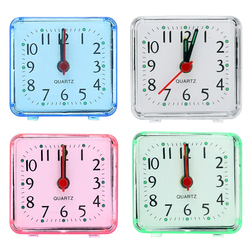 

4 Colors Square Crystal Alarm Clock Creative Fashionable Small Alarm Clock Student Clock Bedroom Bedside Office Electronic Clock