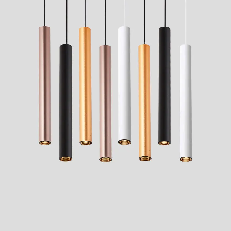 Современная черная светодиодная Подвесная лампа-светильник с длинной трубкой