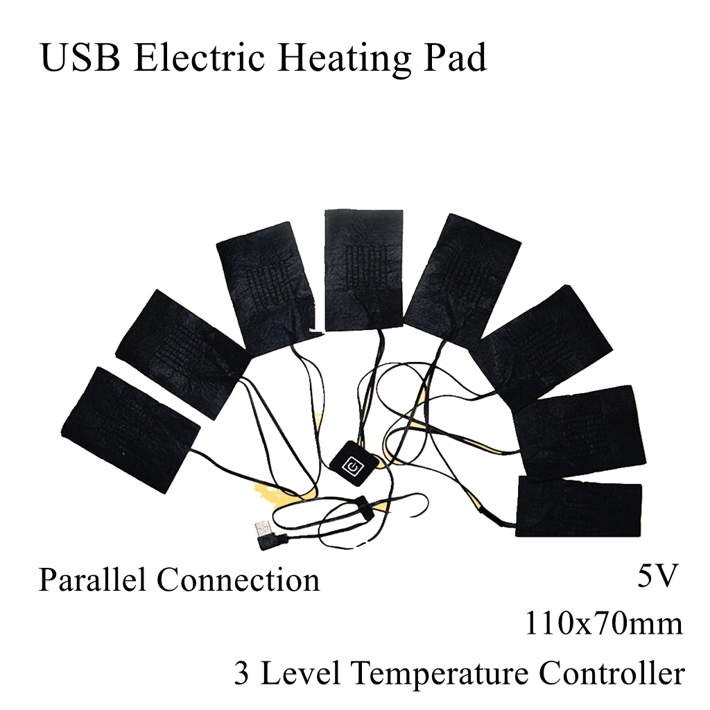 

5V USB Electric Heating Film Pad Thermal Parallel Series Carbon Fiber Infrared Heater Pet Jacket Vest Gloves Socks Pants Belts